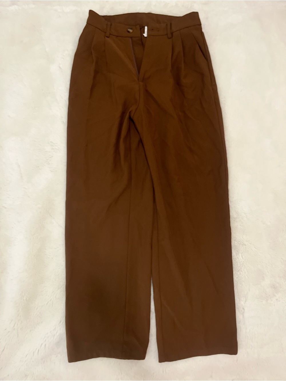Dazy Women’s Elegant Brown Winter Office Pants, High Waist